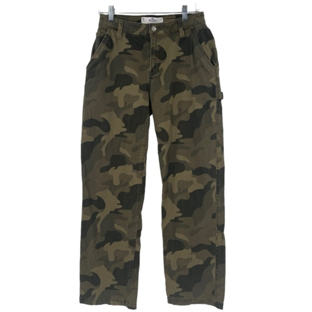 hollister green camo high rise dad pants 5R w27